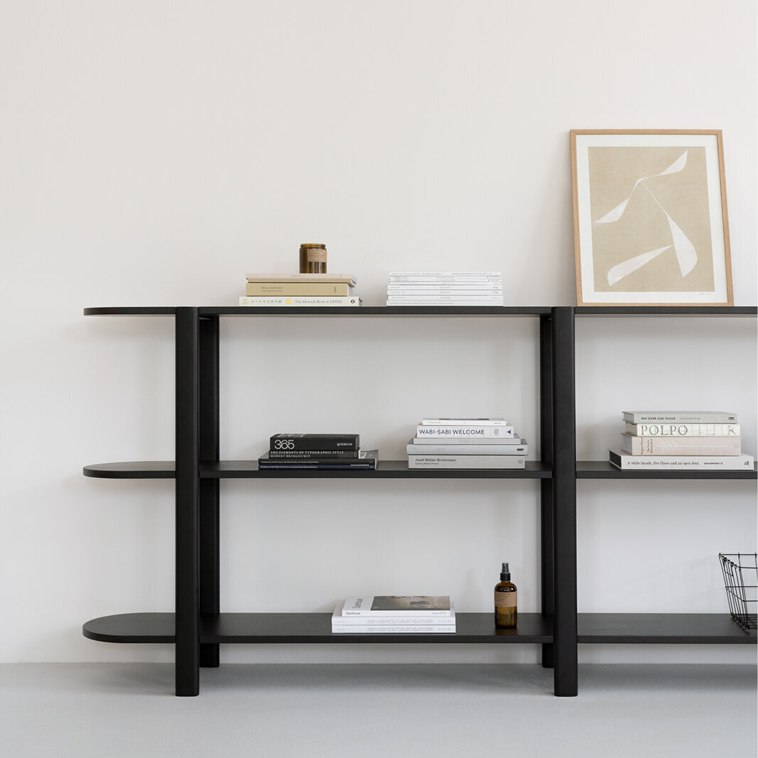 Design cabinet | Oblique Cabinet OB-6L Oak black lacquer | Studio HENK | 