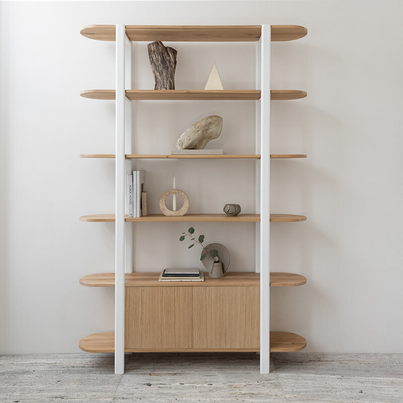 Design cabinet | Oblique Cabinet OB-6L Oak white lacquer | Studio HENK| 