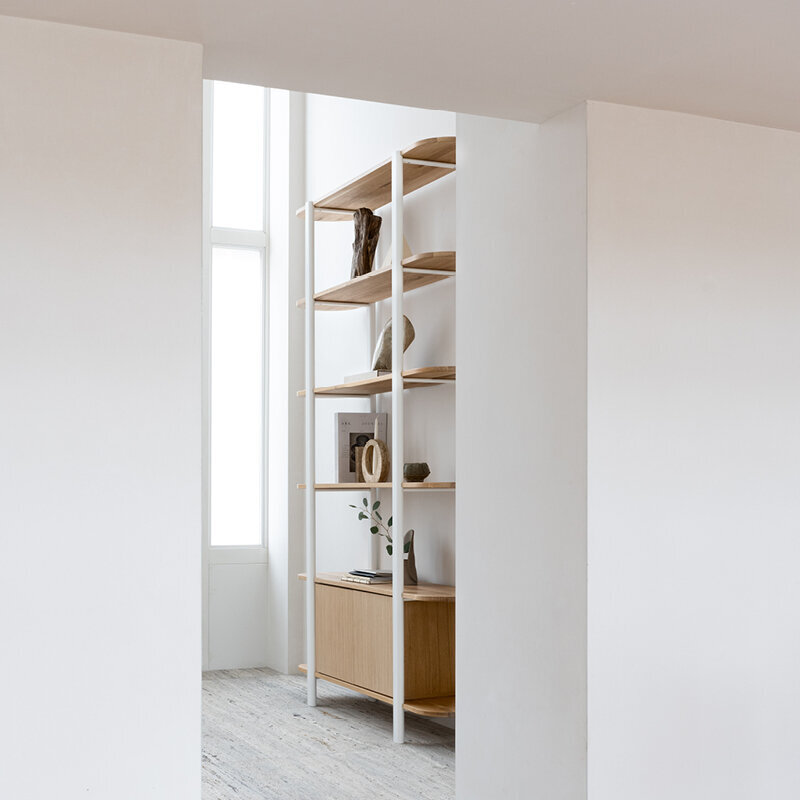 Design cabinet | Oblique Cabinet OB-6L Oak white lacquer | Studio HENK| 