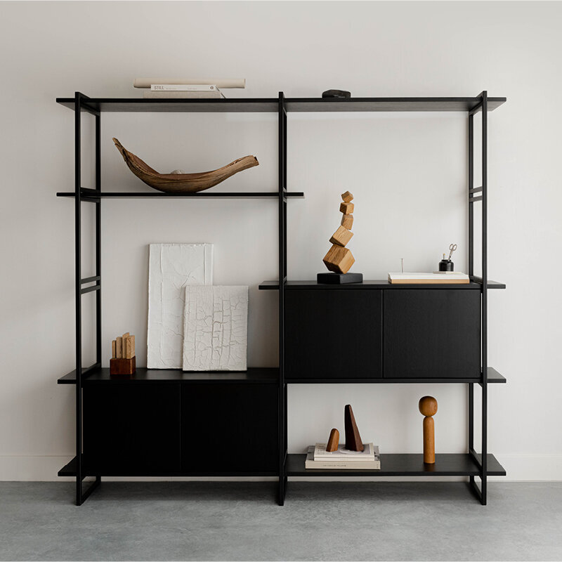 Design cabinet | Modular Cabinet MC-6L Oak black lacquer | Studio HENK| 