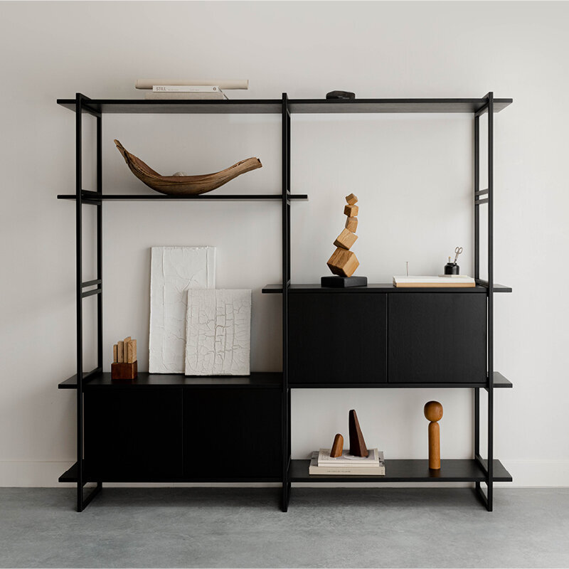 Design cabinet | Modular Cabinet MC-6L Oak black lacquer | Studio HENK | 