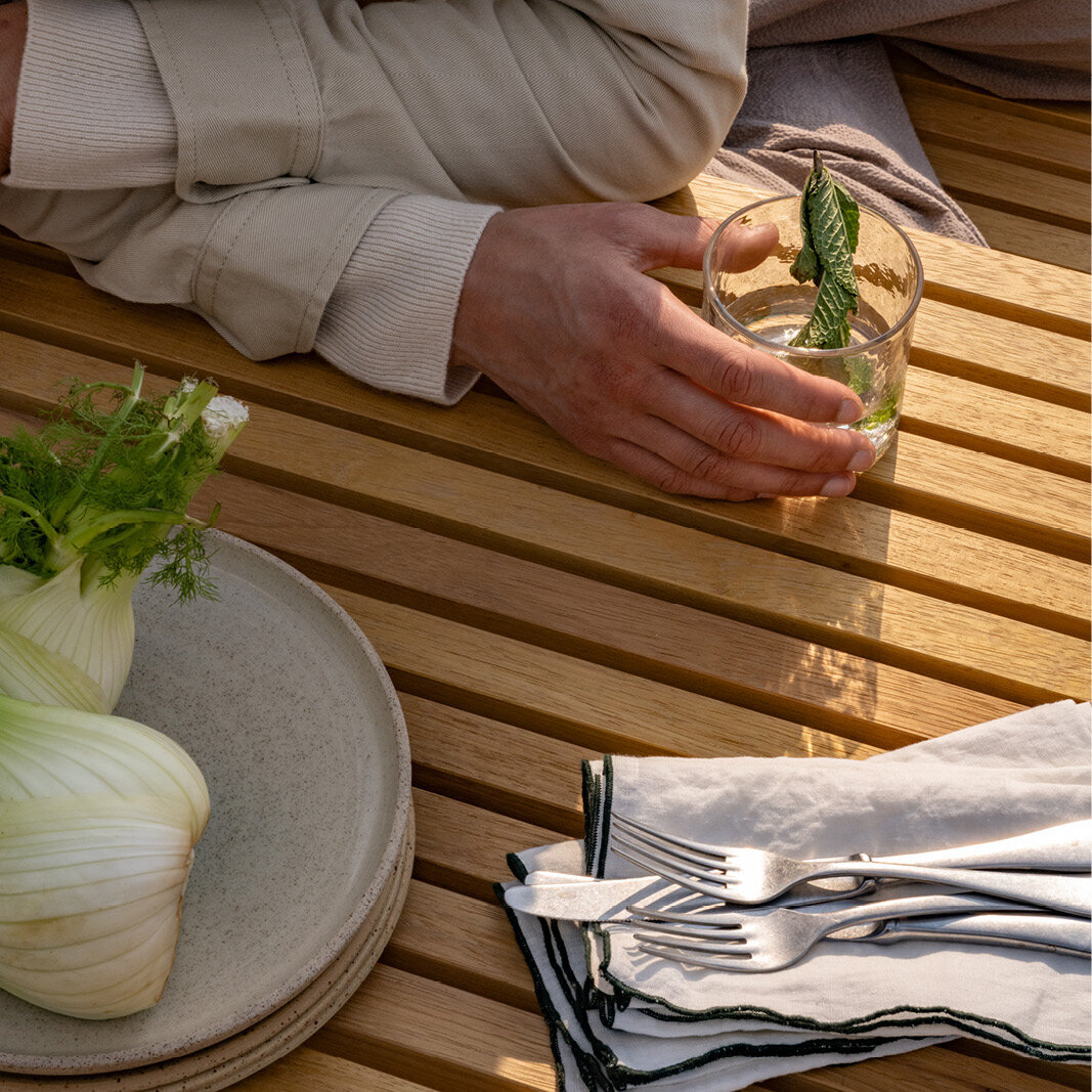 Rectangular Outdoor Design dining table | Butterfly Outdoor Table Steel black powdercoating | Iroko | Studio HENK | 