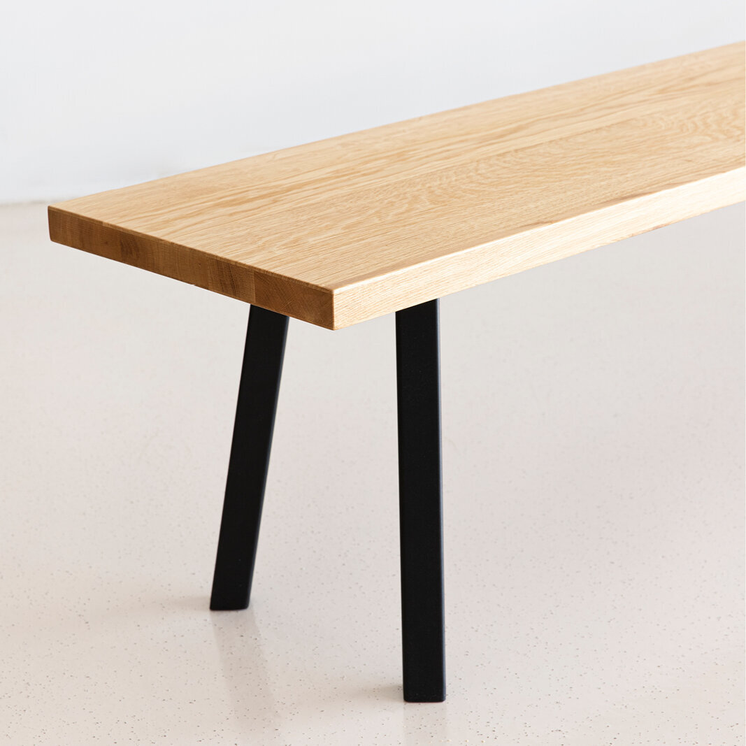 Design Dining Bench | New Classic Bench Steel white powdercoating | Oak hardwax oil natural 3062 | Studio HENK | 