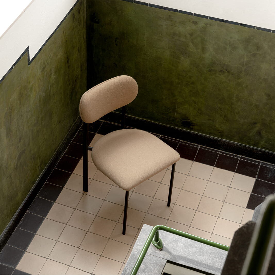 Design modern dining chair | Oblique Dining Chair upholstered Grey bear 200 | Studio HENK | 