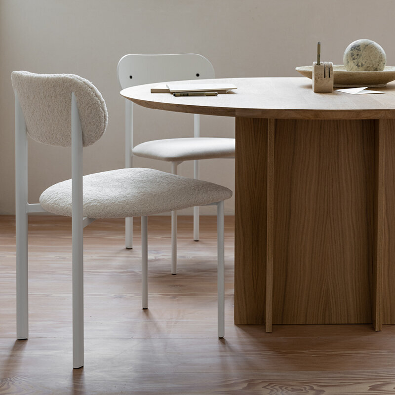 Design modern dining chair | Oblique Dining Chair upholstered Beige facet natural01 | Studio HENK| 