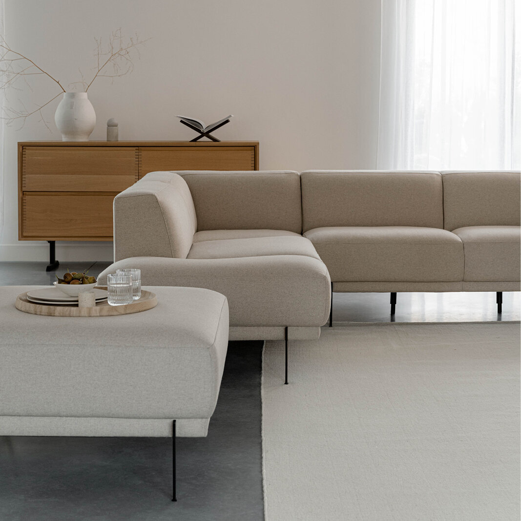Design modern sofa | Cave Sofa Corner Element Platform left facet beige1037 | Studio HENK| 