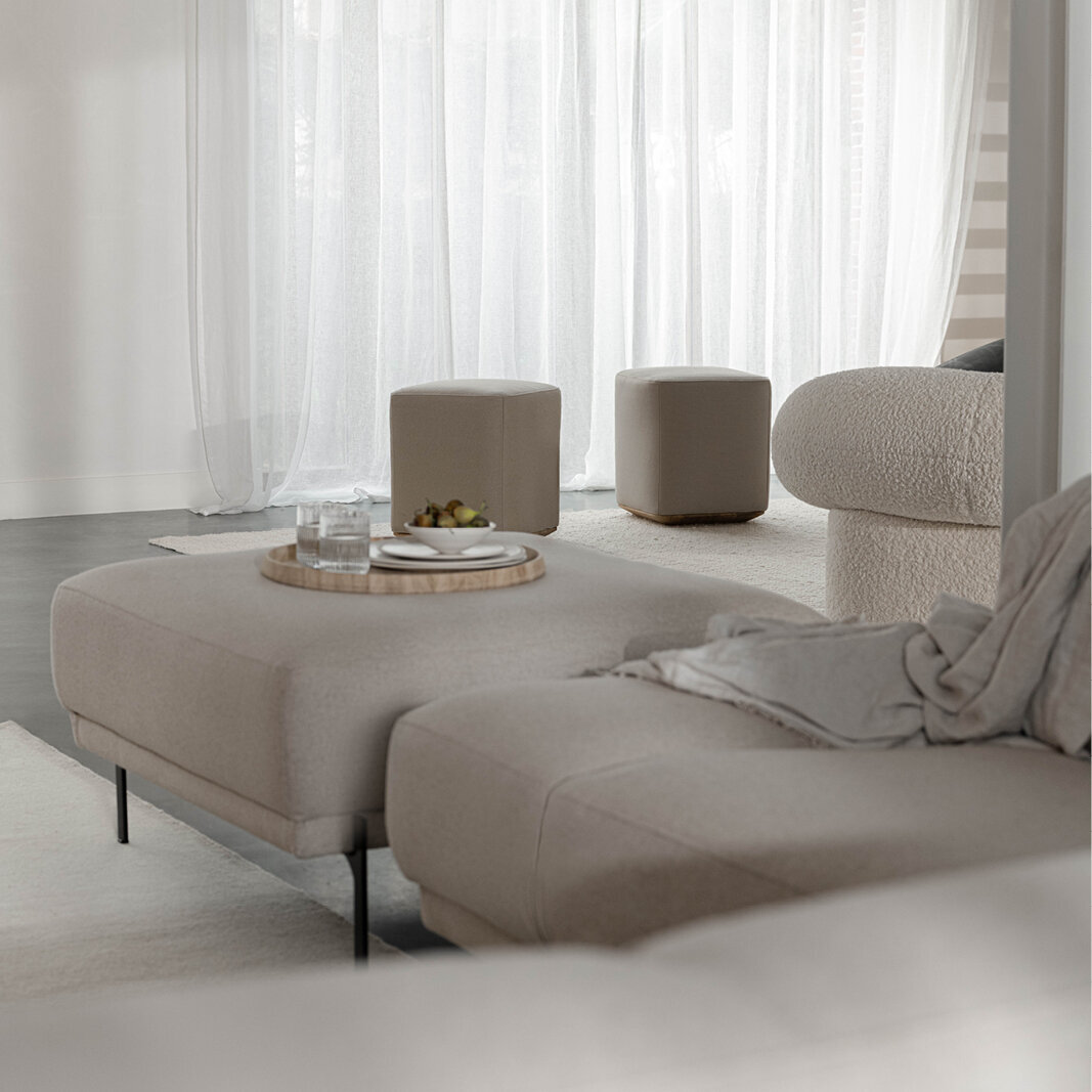 Design modern sofa | Cave Sofa Corner Element Platform left facet beige1037 | Studio HENK| 