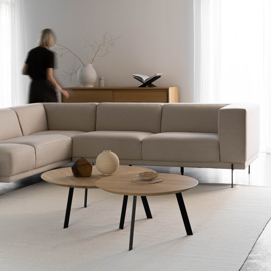 Design modern sofa | Cave Sofa Corner Element Platform left facet beige1037 | Studio HENK| 