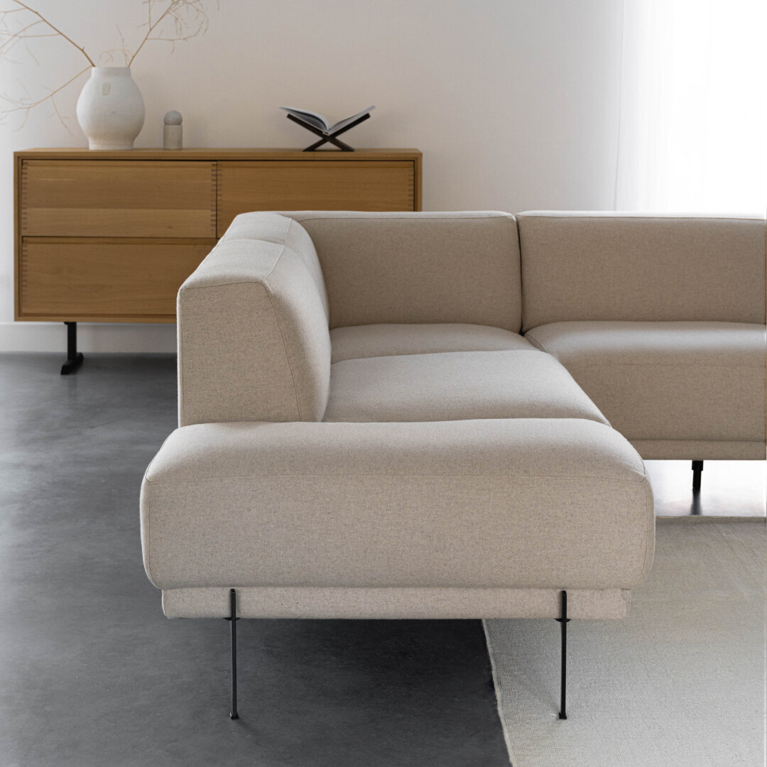 Design modern sofa | Cave Sofa Corner Element Platform left facet beige1037 | Studio HENK| 