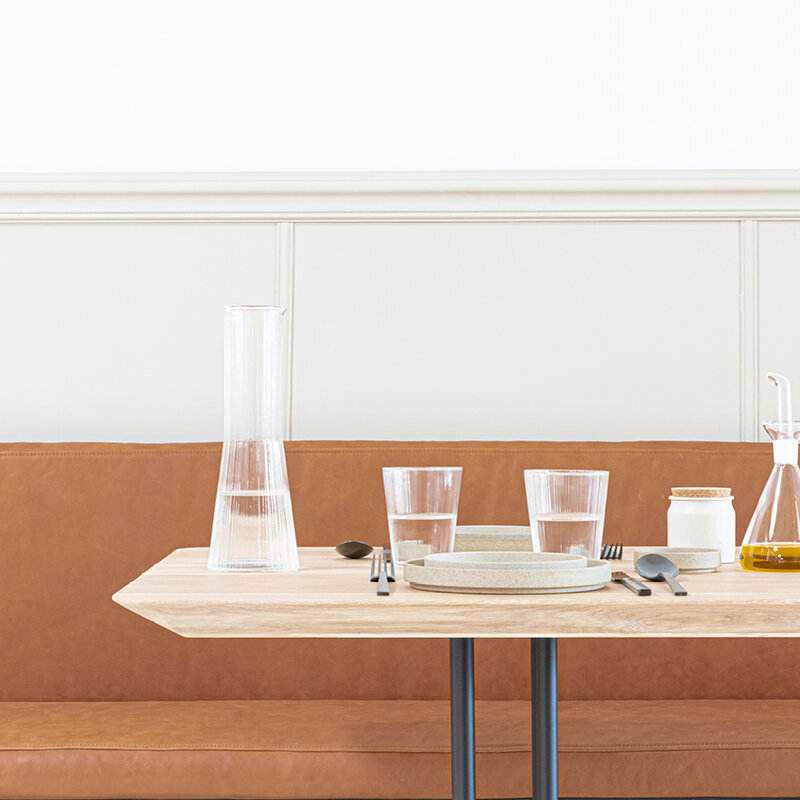 Round Design Bistro Table | Rest  white | Oak hardwax oil natural light 3041 | Studio HENK|