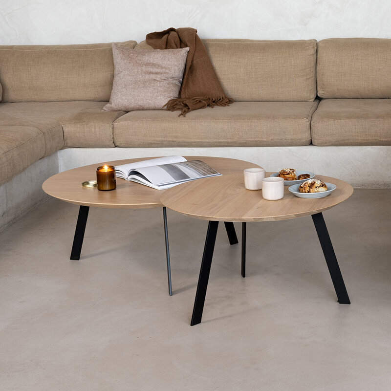 Design Coffee Table | New Co Coffee Table 90 Round Black | Oak black lacquer | Studio HENK| 