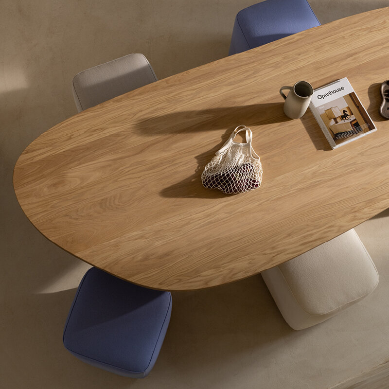 Blob Design dining table | Slim X-type Steel black powdercoating | Oak smoked | Studio HENK| 