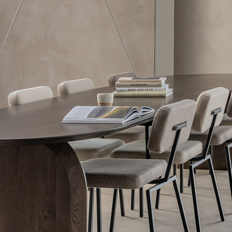 Flat oval Design dining table | Slot Oak smoked stain | Oak smoked | Studio HENK | 