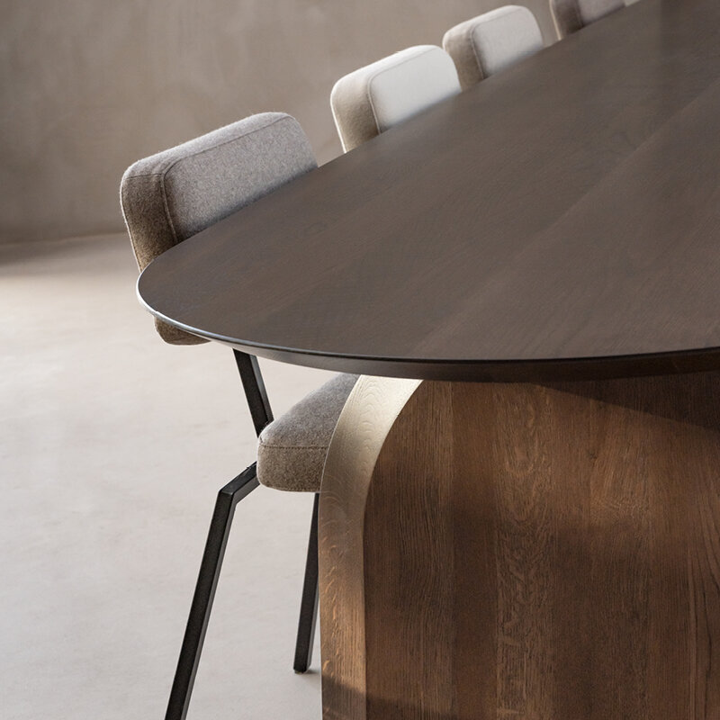 Flat oval Design dining table | Slot Oak smoked stain | Oak smoked | Studio HENK | 