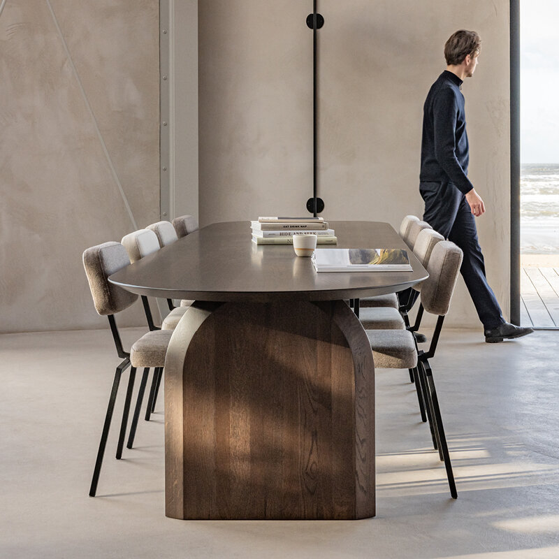Flat oval Design dining table | Slot Oak smoked stain | Oak smoked | Studio HENK | 