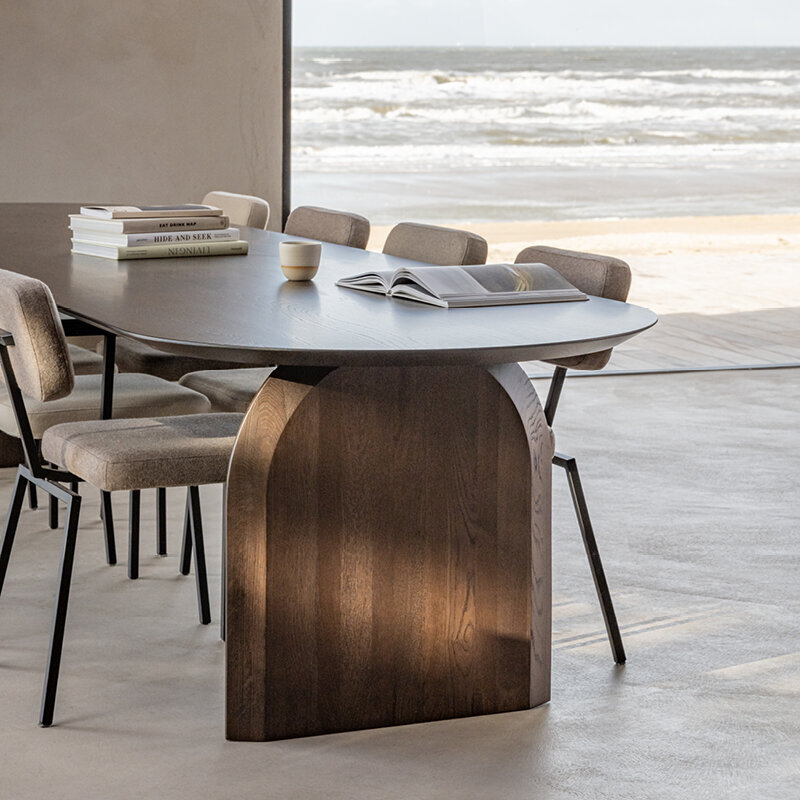 Flat oval Design dining table | Slot Oak smoked stain | Oak smoked | Studio HENK| 