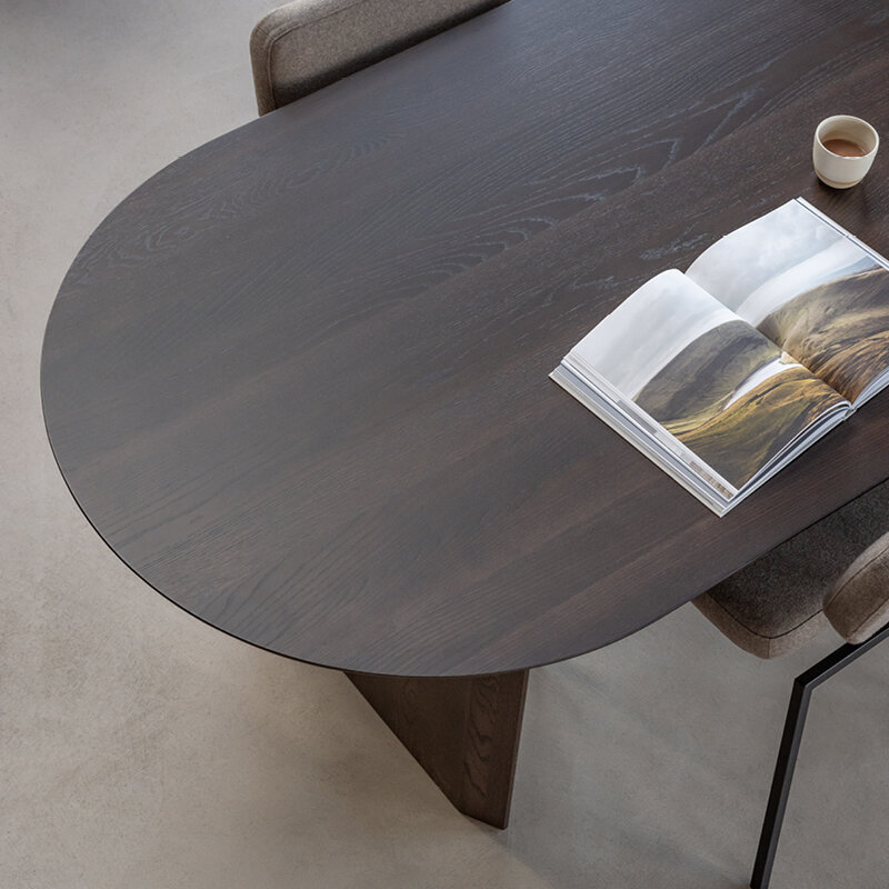 Flat oval Design dining table | Slot Oak smoked stain | Oak smoked | Studio HENK | 