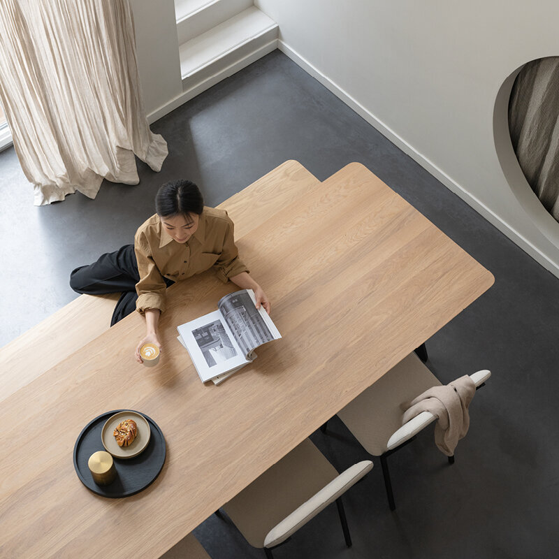 Rectangular Design dining table | Butterfly Steel black powdercoating | Oak hardwax oil natural light | Studio HENK| 