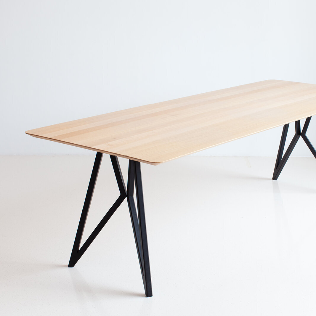 Rectangular Design dining table | Butterfly Steel black powdercoating | Oak black stain | Studio HENK| 