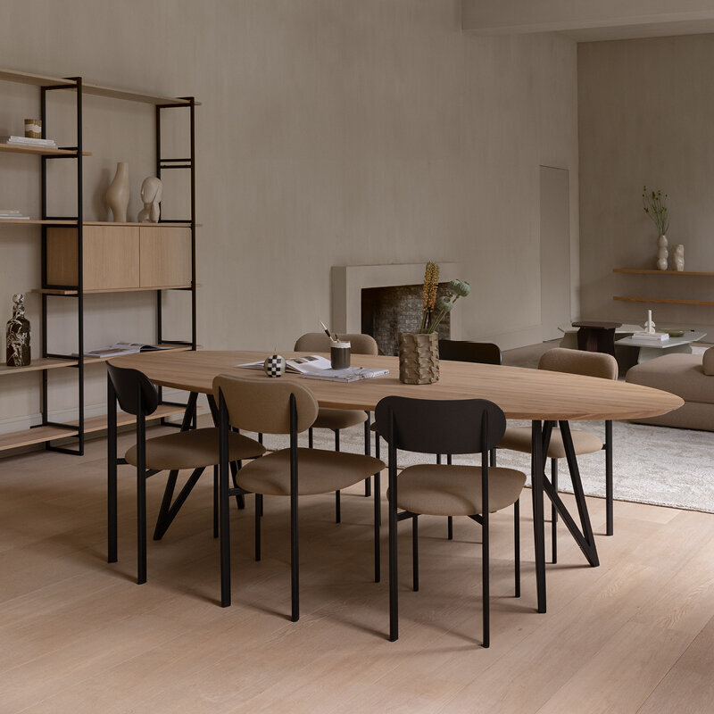 Ovale Design dining table | Butterfly Steel white powdercoating | Oak white lacquer | Studio HENK | 