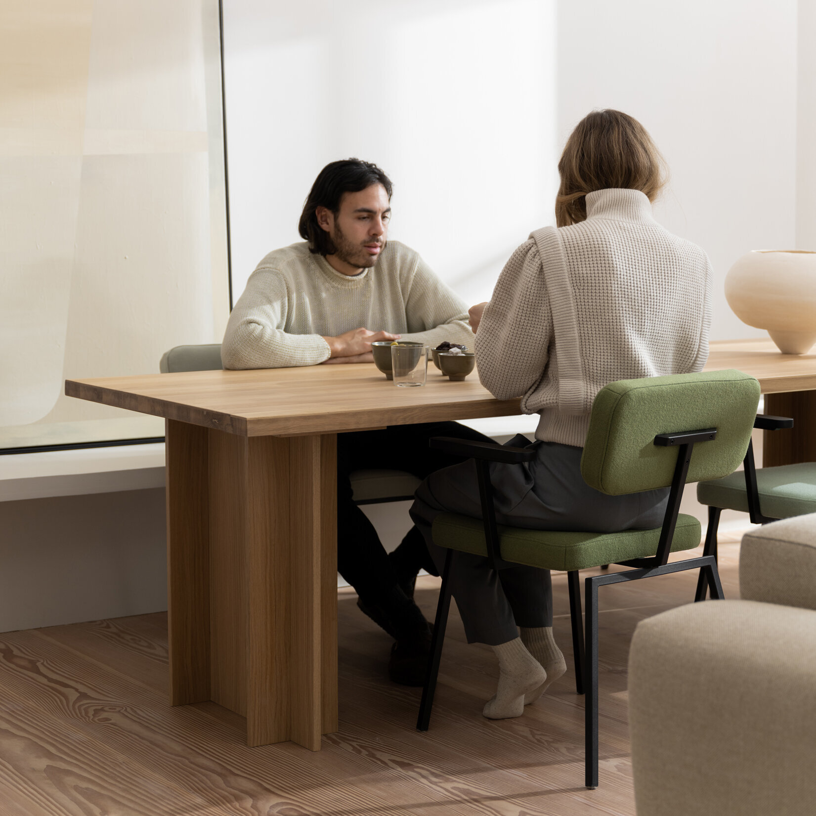 Rectangular Design dining table | Column  Oak hardwax oil natural light | Oak white lacquer | Studio HENK | 