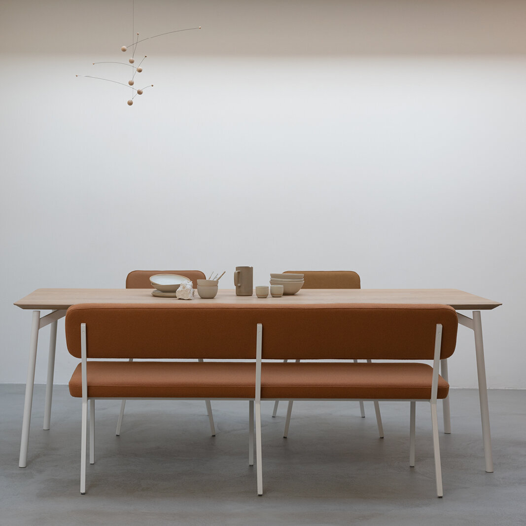 Rectangular Design dining table | Flyta Steel black powdercoating | HPL Unilin Oatmeal beige | Studio HENK| 
