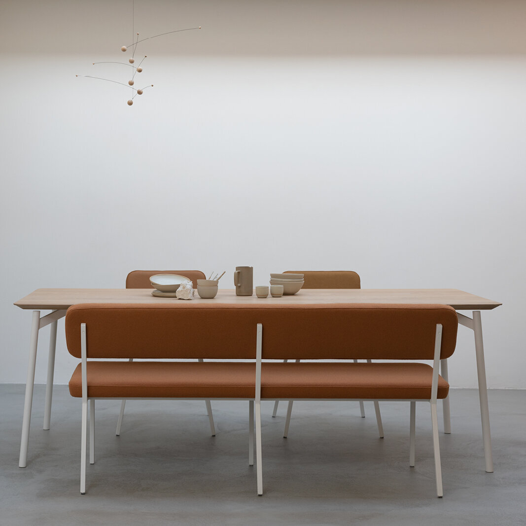Rectangular Design dining table | Flyta Steel white powdercoating | HPL Fenix grigio bromo | Studio HENK | 