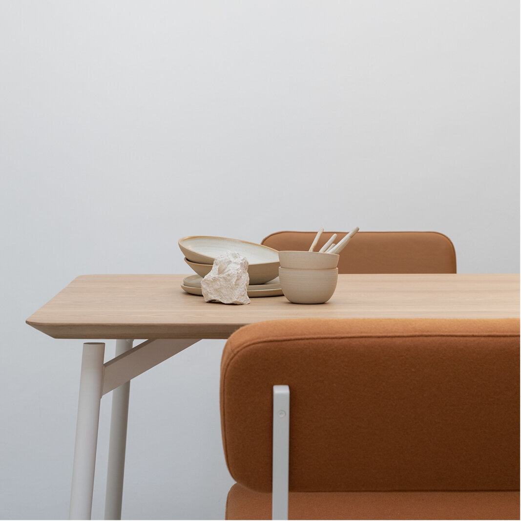 Rectangular Design dining table | Flyta Steel white powdercoating | HPL Fenix grigio bromo | Studio HENK | 