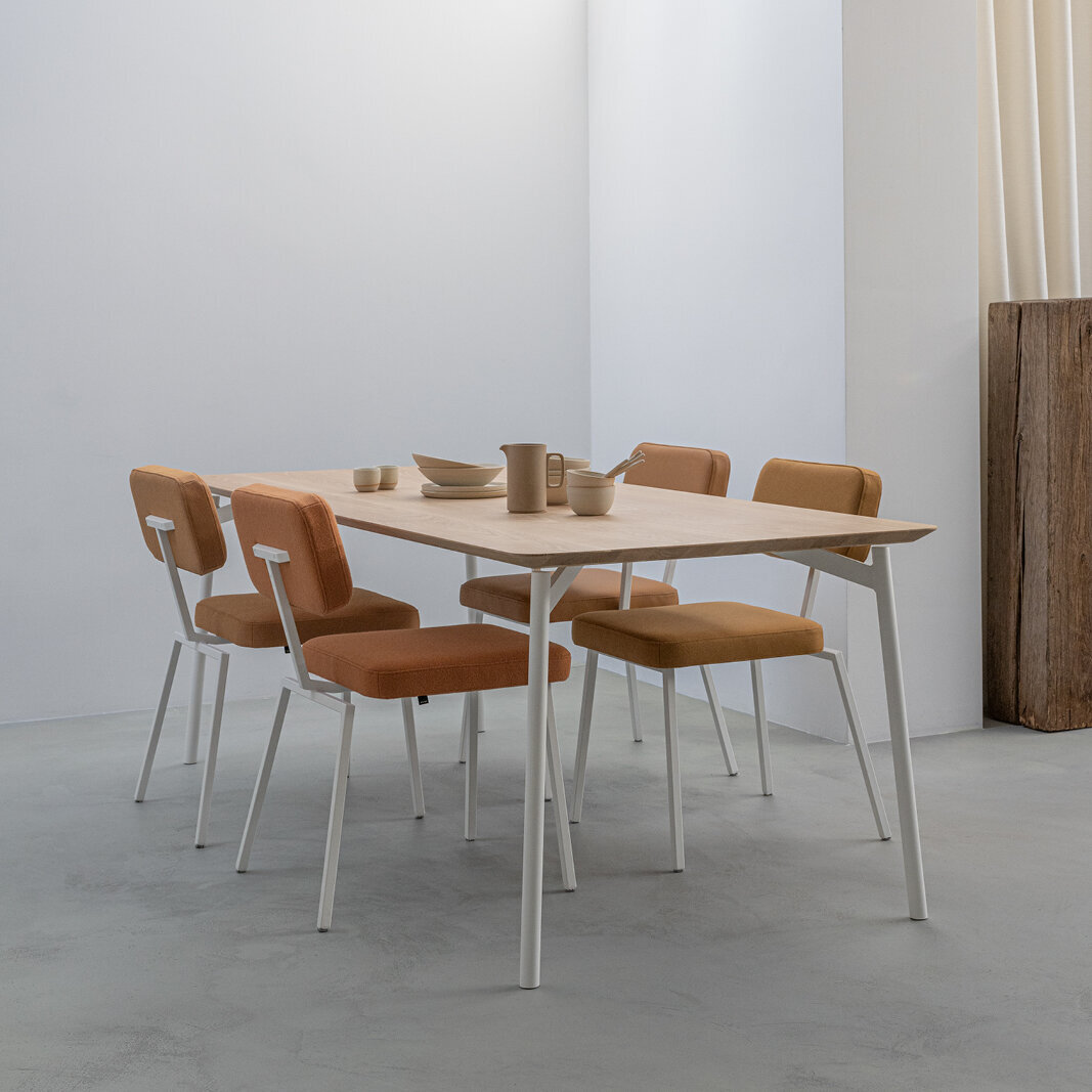 Rectangular Design dining table | Flyta Steel white powdercoating | HPL Fenix grigio bromo | Studio HENK | 