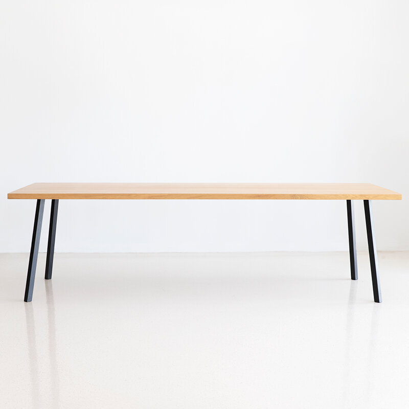 Rectangular Design dining table | New Classic Steel black powdercoating | Oak hardwax oil natural light | Studio HENK | 