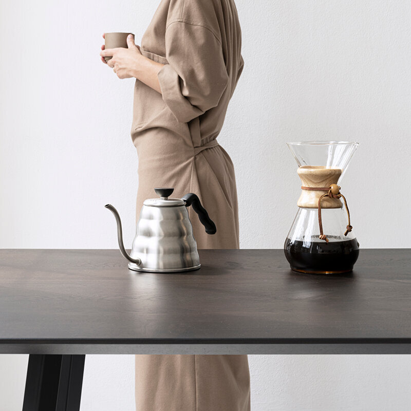 Rectangular Design dining table | New Classic Steel black powdercoating | Oak hardwax oil natural light | Studio HENK | 