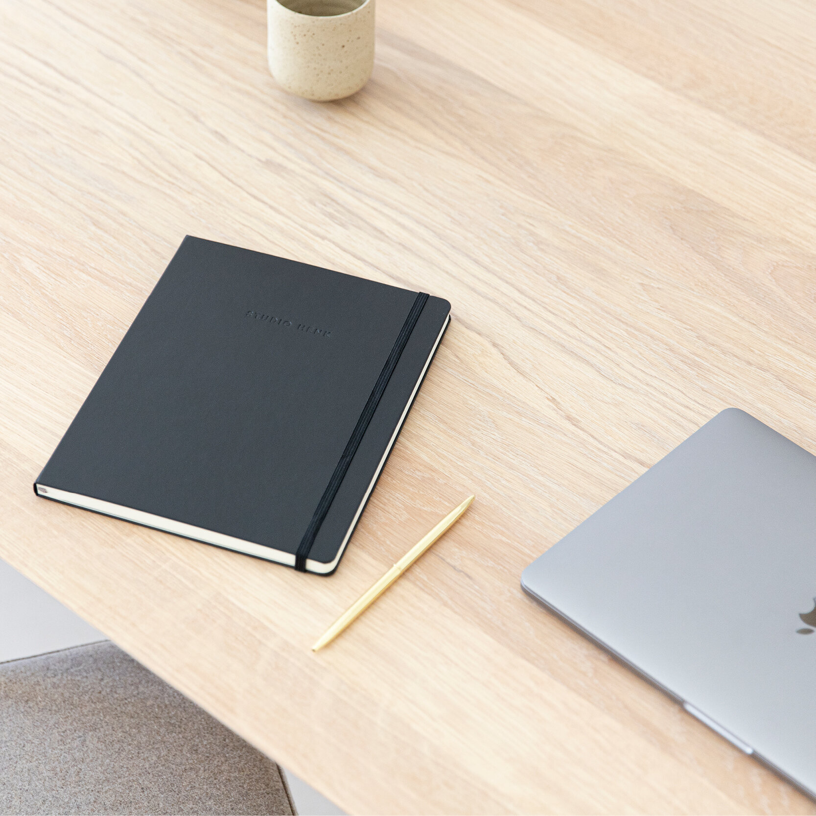 Rectangular Design dining table | Butterfly Home Desk Steel black powdercoating | HPL Fenix beige arizona | Studio HENK| 