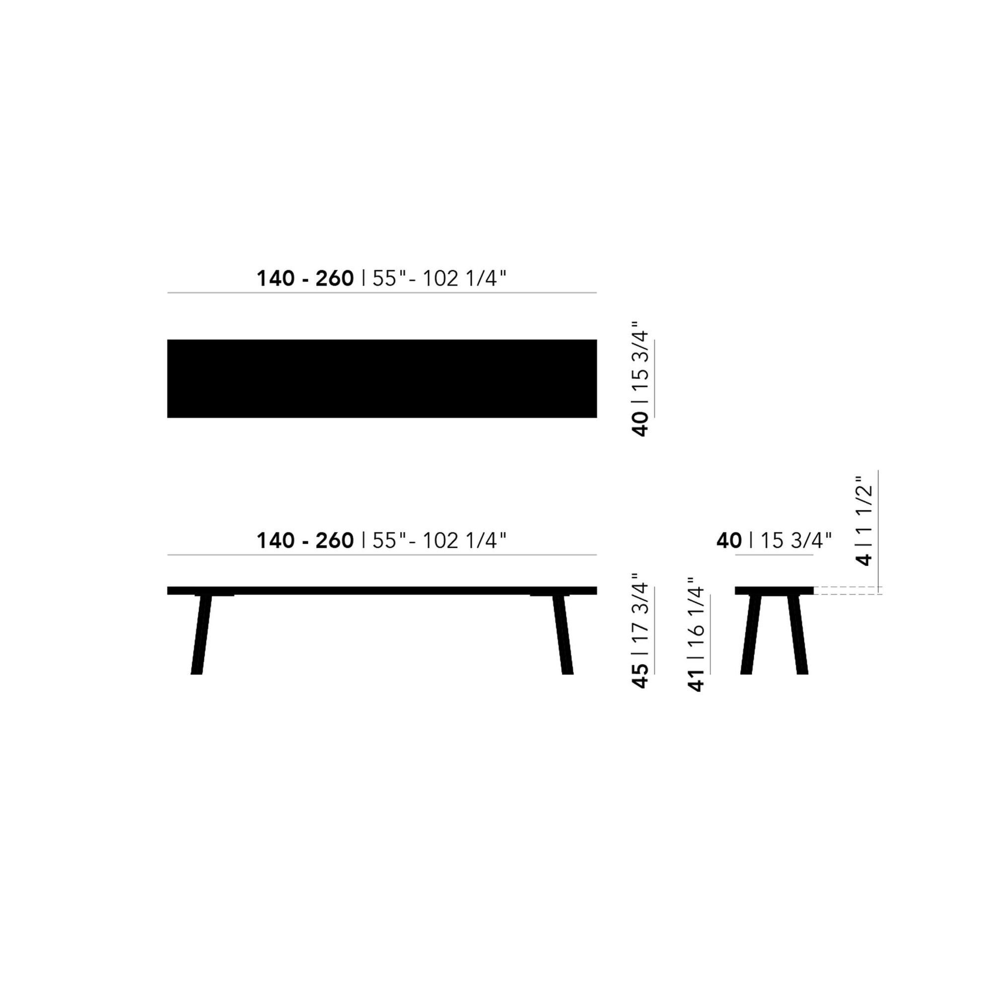 Design Dining Bench | New Classic Bench Steel black powdercoating | Oak hardwax oil natural 3062 | Studio HENK| Schematic