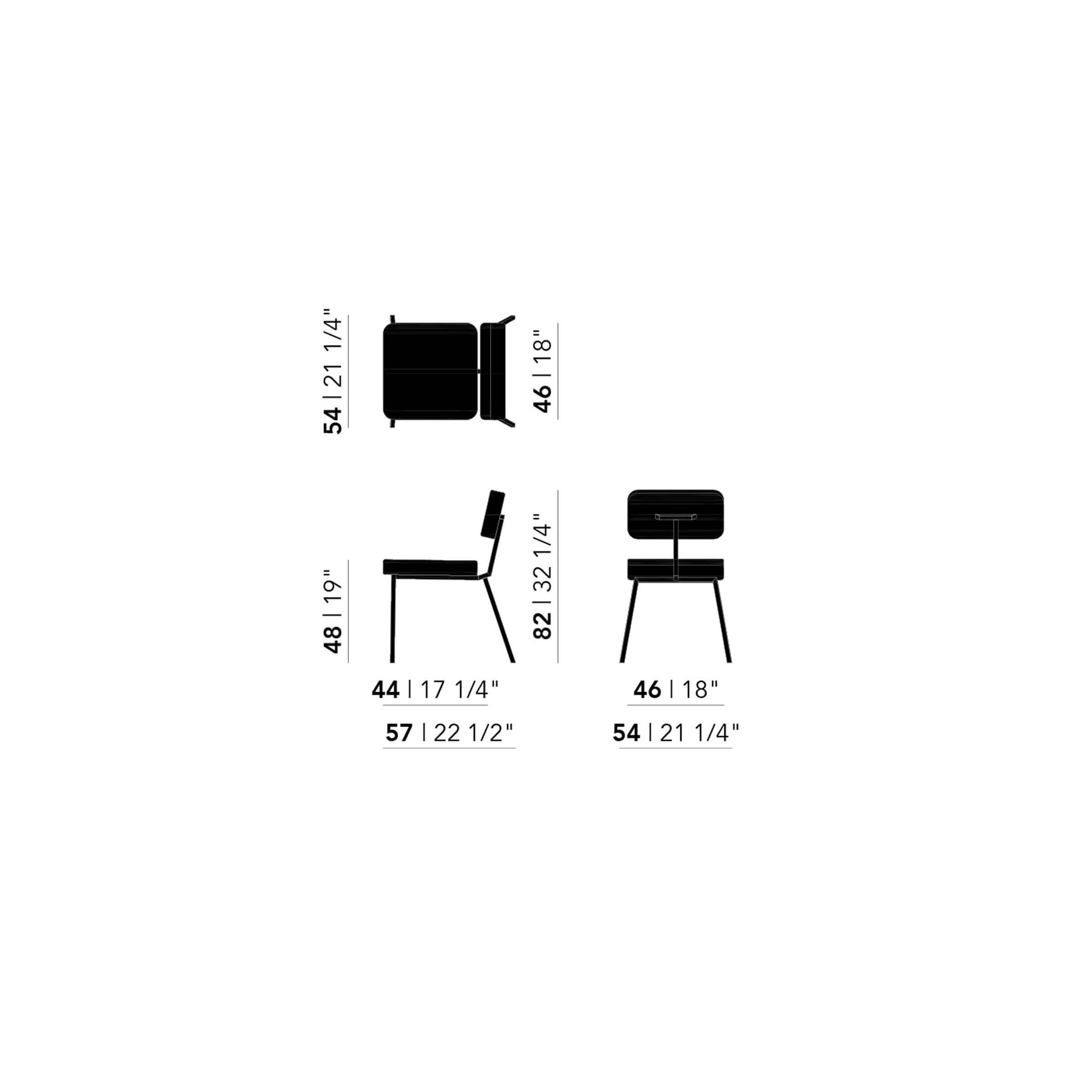 Design modern dining chair | Ode Chair without armrest facet shitake124 | Studio HENK| Schematic