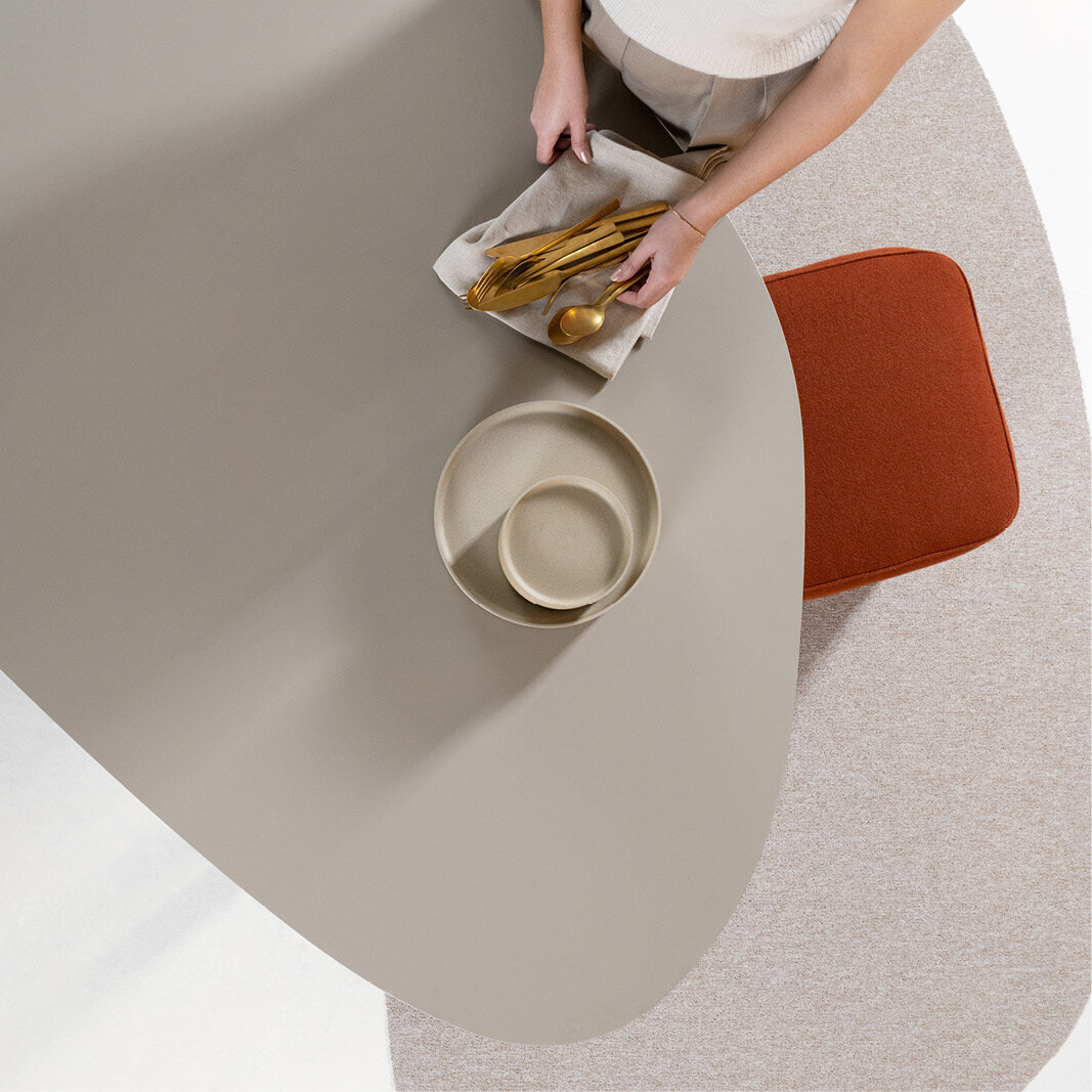 Blob Design dining table | New Classic Steel black powdercoating | HPL Fenix nero ingo | Studio HENK | 