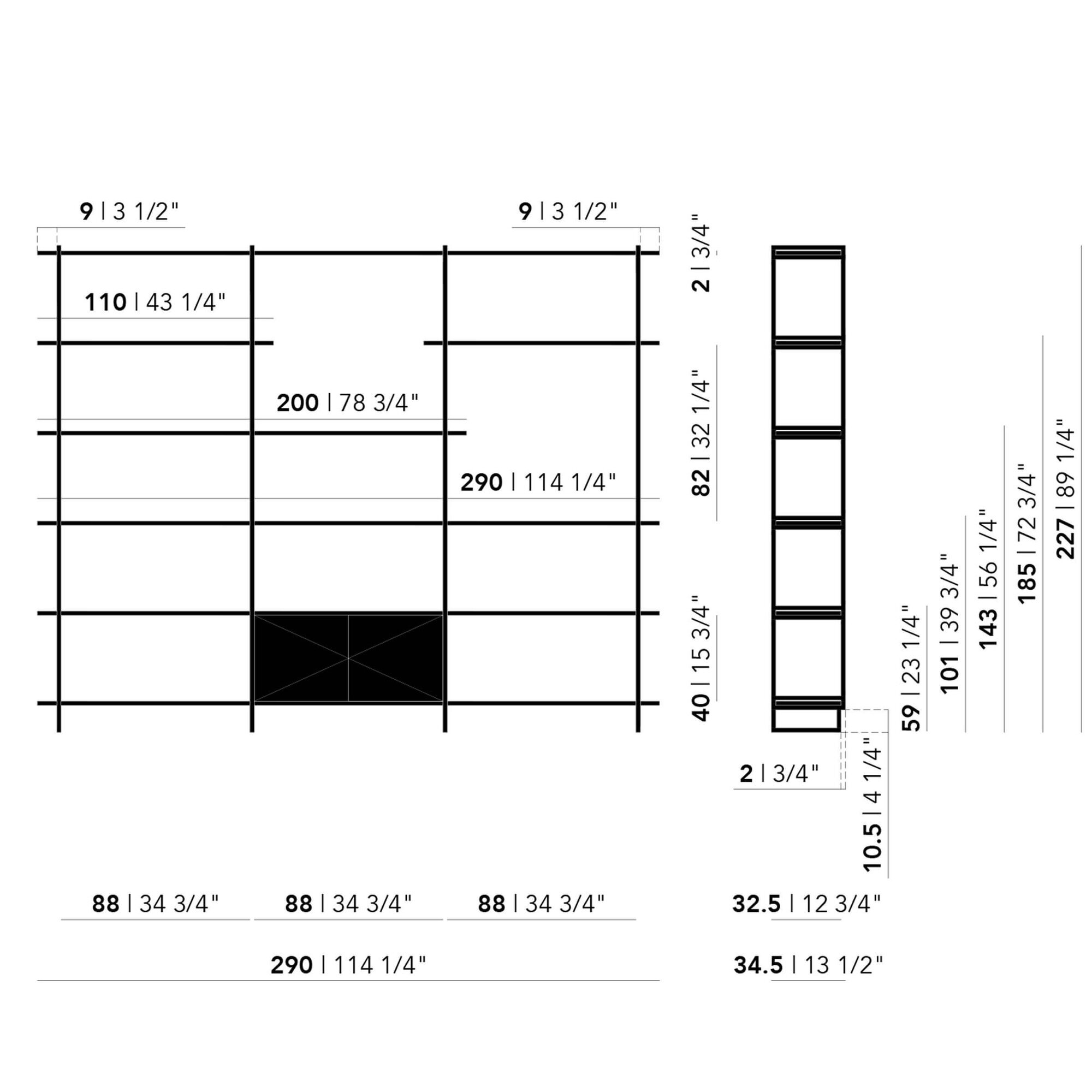 Design cabinet | Modular Cabinet MC-6L Oak white lacquer | Studio HENK| Schematic