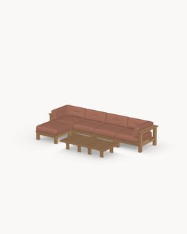 4 Seats, Hocker, Coffee Table, Rust 18021