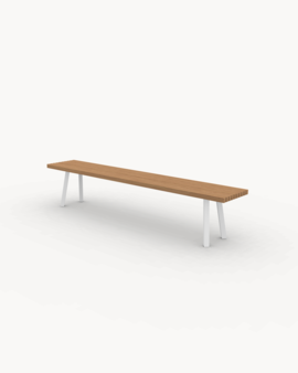 FSC gecertificeerd Iroko hout met wit stalen frame