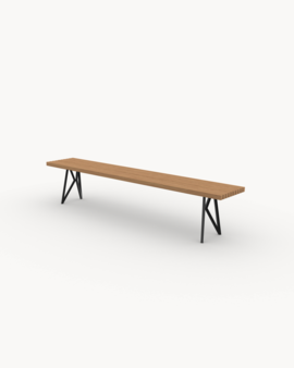 FSC gecertificeerd Iroko hout met zwart stalen frame