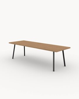 FSC gecertificeerd Iroko hout en zwart stalen frame