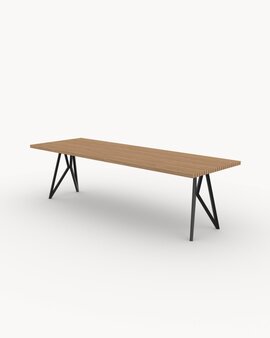 FSC gecertificeerd Iroko hout en zwart stalen frame
