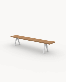FSC gecertificeerd Iroko hout en wit stalen frame