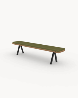 FSC gecertificeerd Iroko hout, zwart stalen frame, leaf 18011 kussen