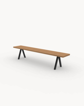 FSC gecertificeerd Iroko hout en zwart stalen frame