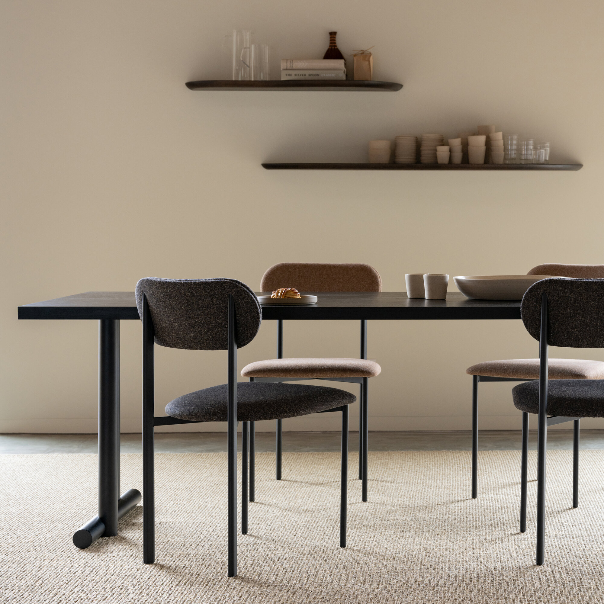 Rectangular Design dining table | Mikado Dining Table Steel black powdercoating | Oak black stain | Studio HENK| 