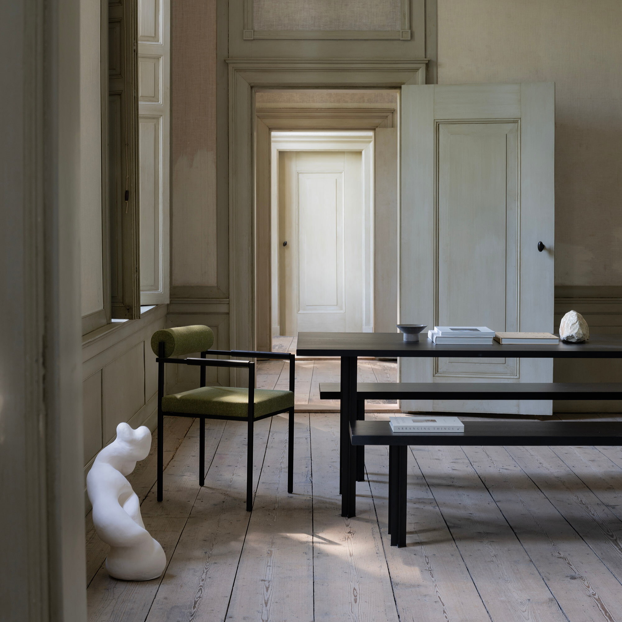 Rectangular Design dining table | Cross Dining Table Steel black powdercoating | Oak natural lacquer  | Studio HENK | 