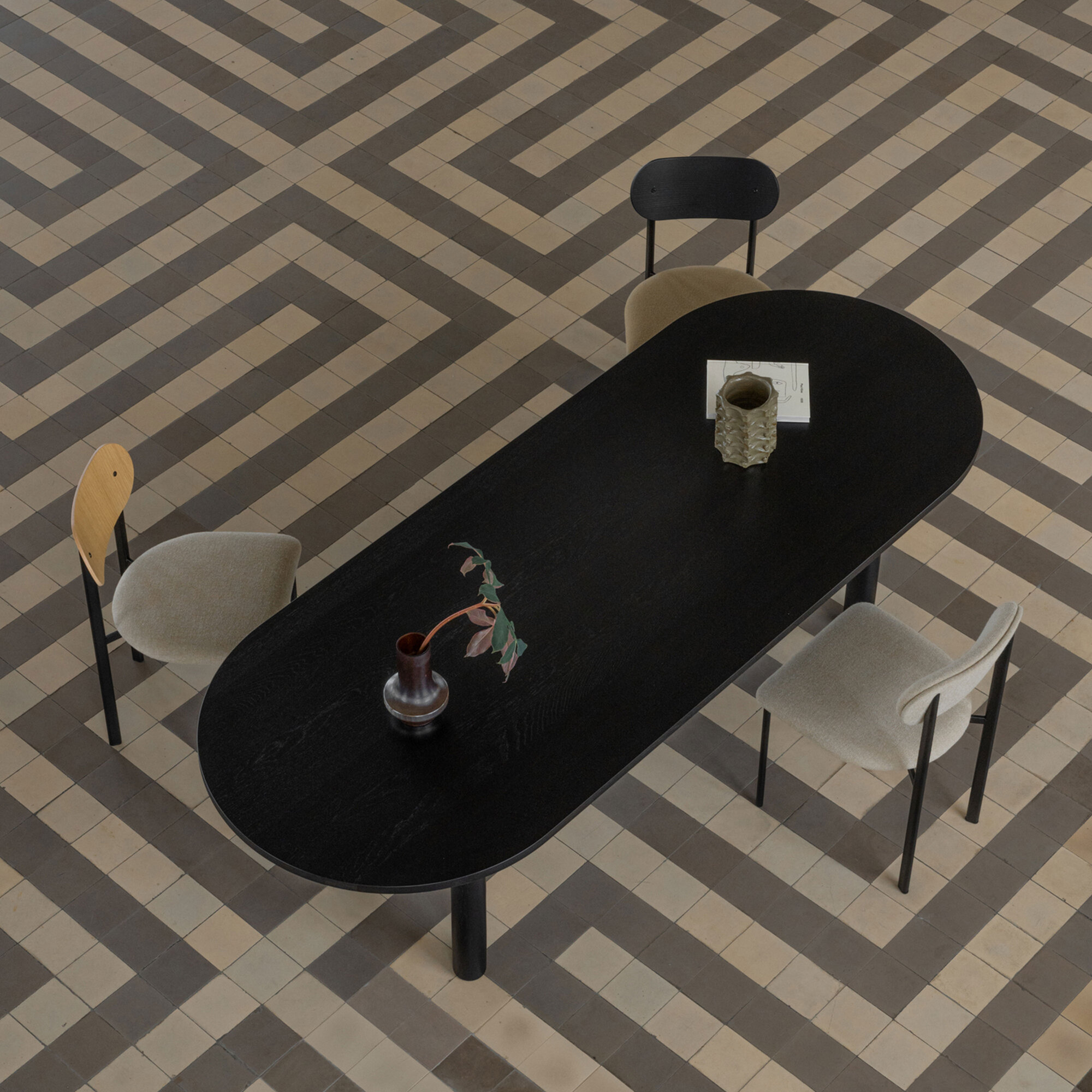  Design dining table | Cylinder Oak hardwax oil natural | Oak white lacquer | Studio HENK | 