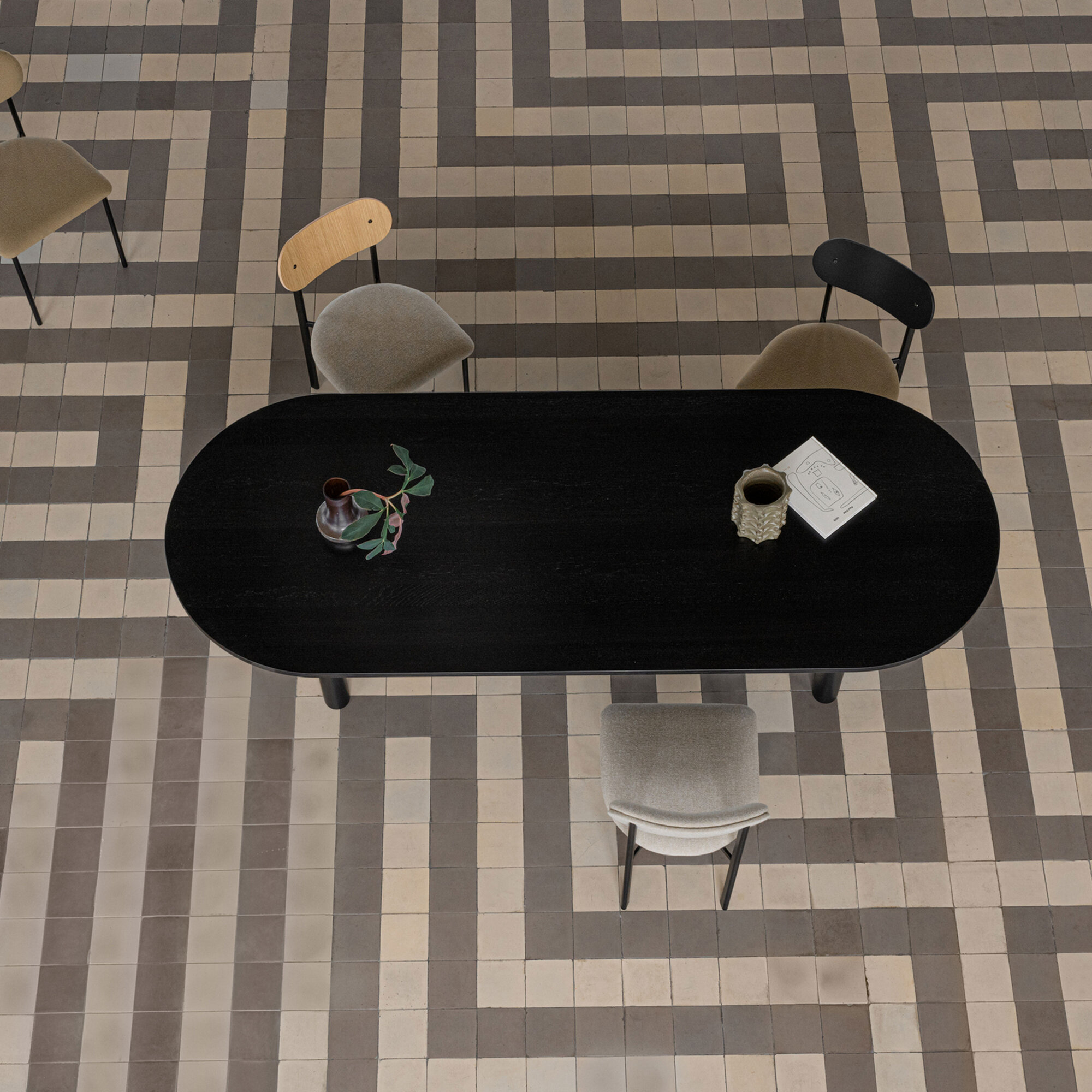  Design dining table | Cylinder Oak hardwax oil natural | Oak white lacquer | Studio HENK | 