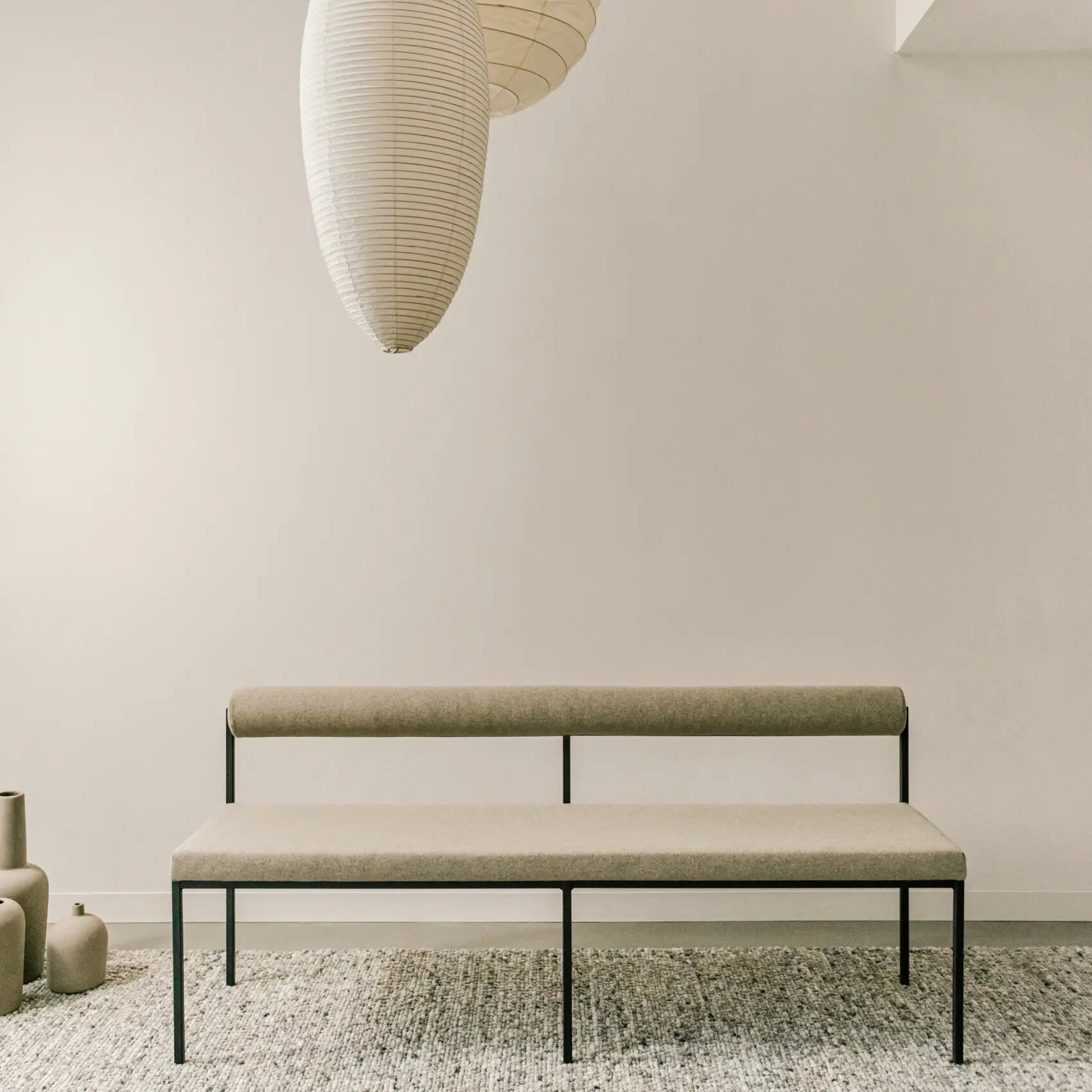 Design modern dining chair | Bolster dining bench 120 Beige dream linen110 | Studio HENK | 