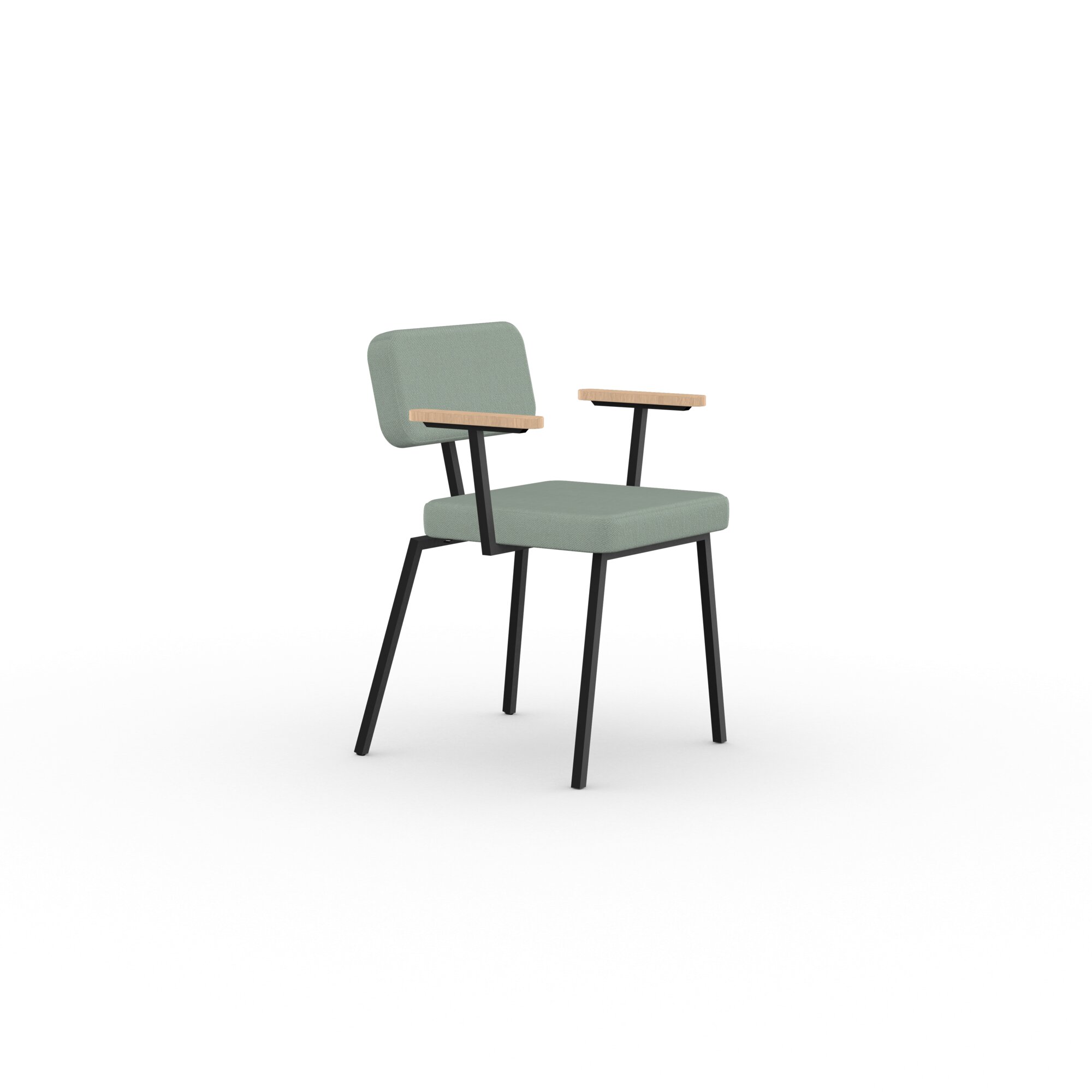 Design modern dining chair | Ode Chair with armrest Light Green twillweave 940 | Studio HENK| 